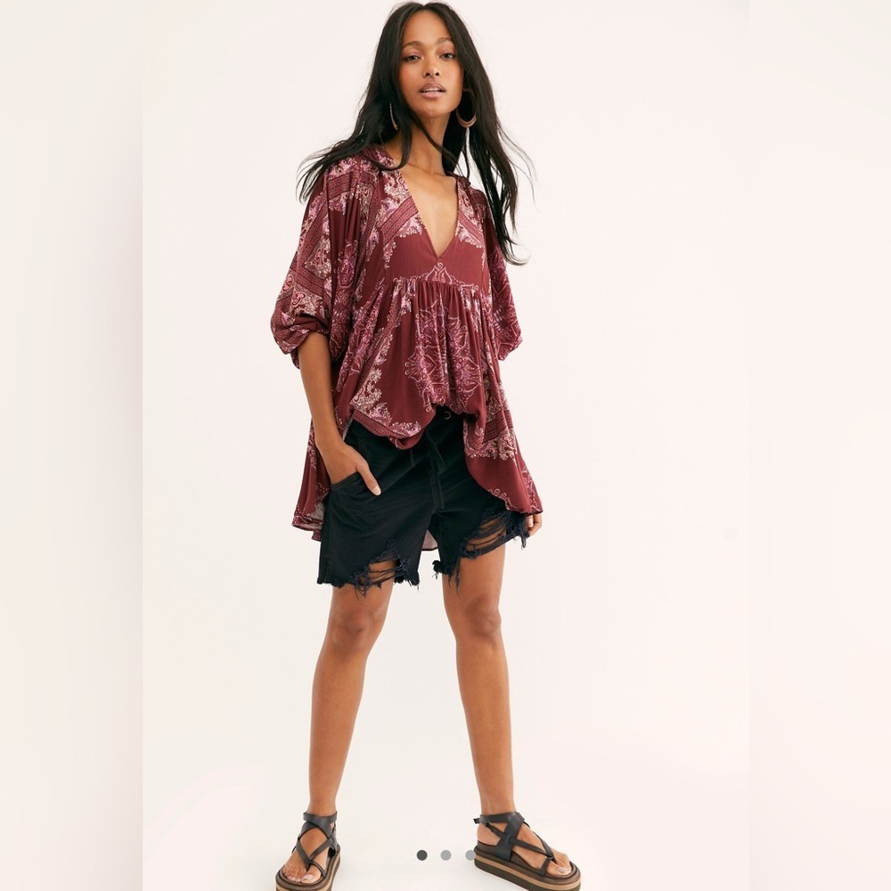 Free People Girl Talk Tunic Bohemian Pink Size Small
